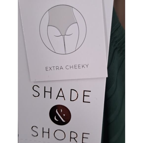 NWT Shade And Shore Women's Green Ribbed Extra Cheeky One Piece Size M - Picture 5 of 5